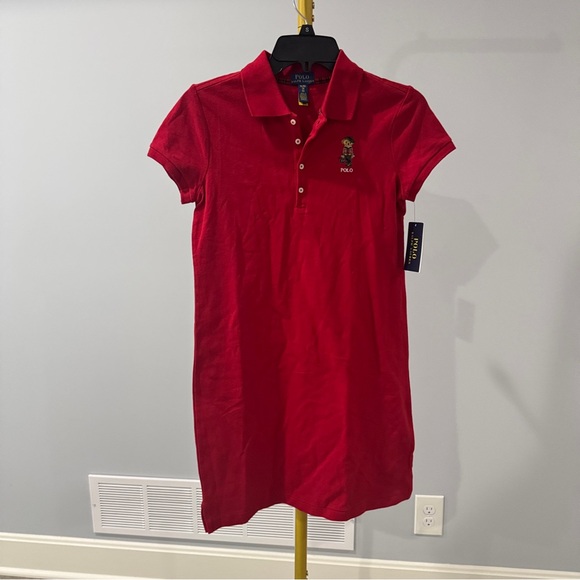 polo bear mesh polo dress Polo Ralph Lauren Kids' Polo Bear Cotton Mesh Polo Dress In Cheerleader Bear
